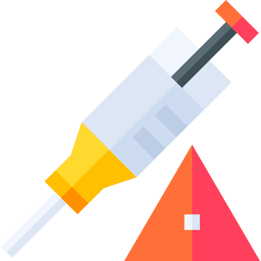 Syringe caution alert virus transmission icon