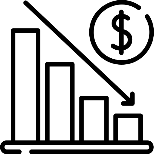 Economic decrease dollar reduction icon