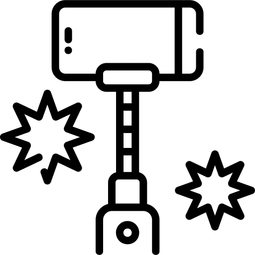 Selfie stick smartphone device take a picture icon