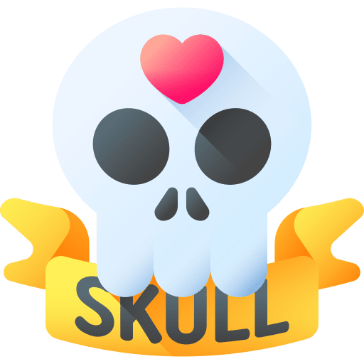 Skull ribbon art and design tattoo studio icon