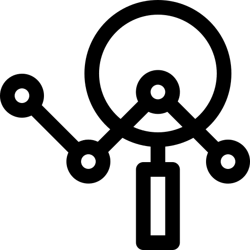 Data analysis magnifier statistics loupe icon