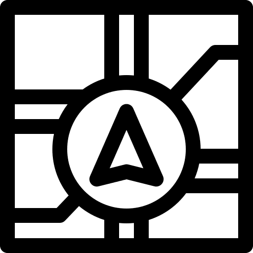 Navigation maps and location orientation navigation icon