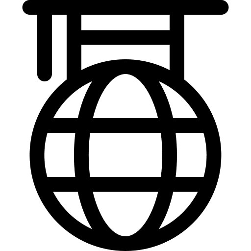 Online education earth grid mortarboard web icon