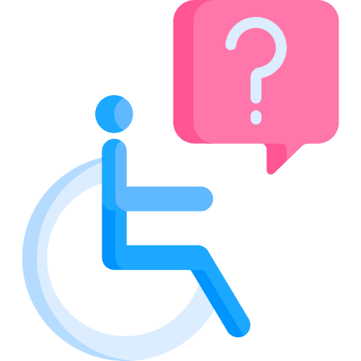 Disabled person speech bubble transportation healthcare and medical icon