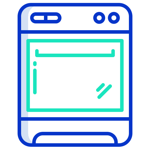 Oven furniture and household kitchen tools icon
