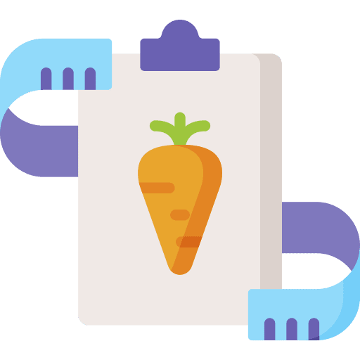 Diet measuring tape clipboard carrot icon