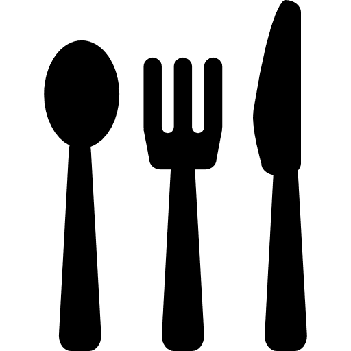 Dining room cutlery set of three pieces in silhouettes house things spoon fork icon