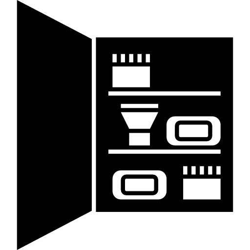 Bathroom closet with personal care objects closet storage house things icon