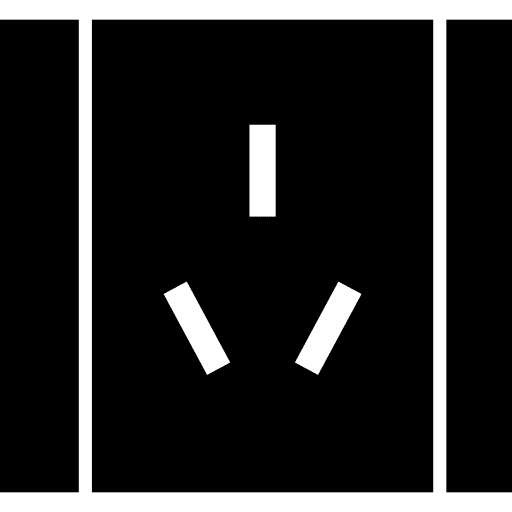 Electric socket of three straight holes electronics house things wall icon