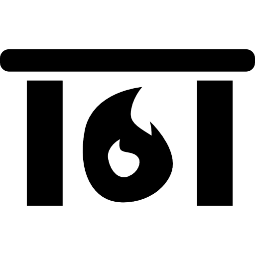 Fireplace with fire flames heating home flames house things heating icon