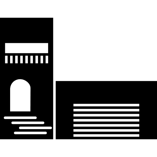 House frontal view with entrance door and garage front frontal view house things icon