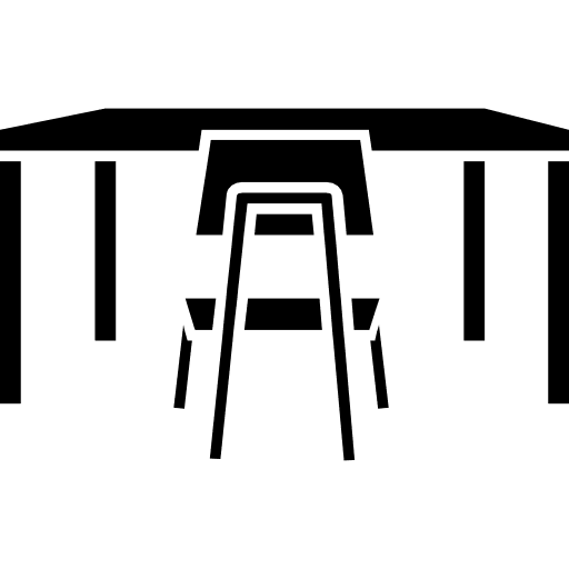 Studio desk and chair desk table tool icon