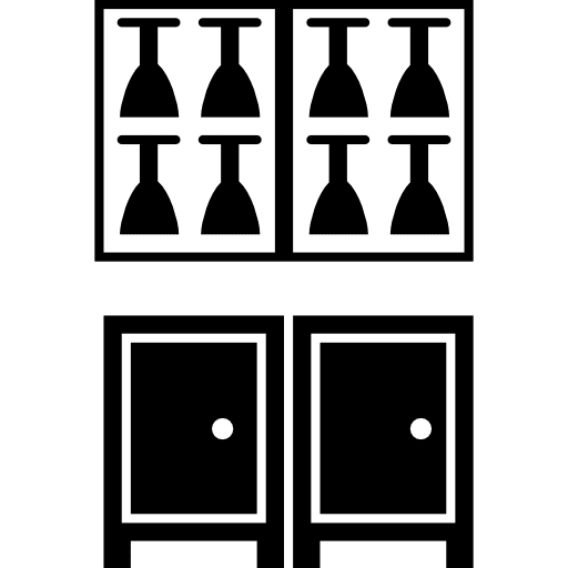 Dining room cupboard with glasses closet hanging glasses icon