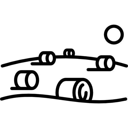 Hay rolls sun field nature icon