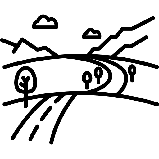 Valley landscape clouds pavement icon