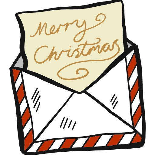 Christmas card hand drawn mail envelope icon
