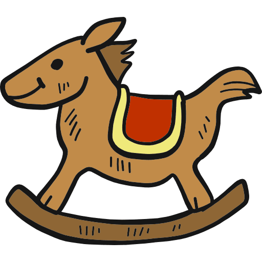Rocking horse wooden toy kid and baby icon