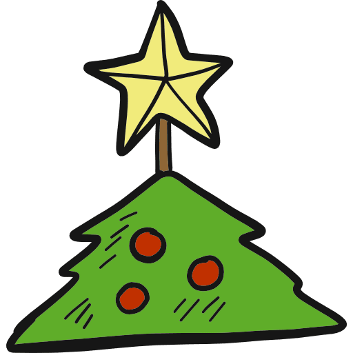 Christmas tree hand drawn trees woods icon