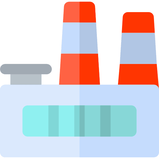 Industrial park furniture and household chimneys construction icon