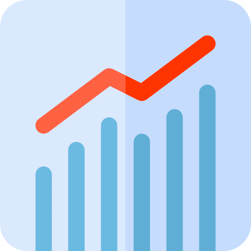 Line chart statistics stats real estate icon