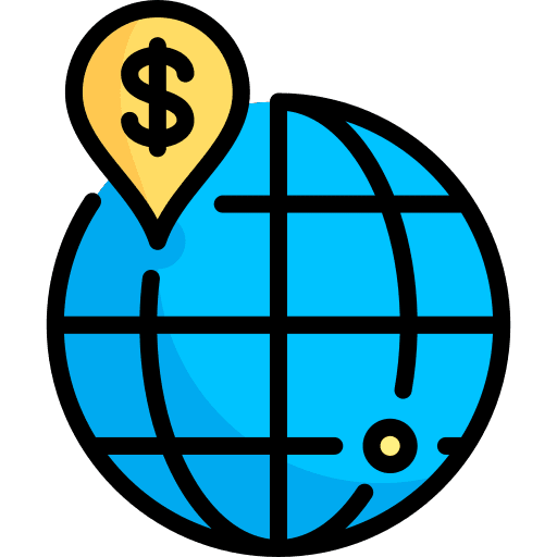 World wide dollar circle world wide icon