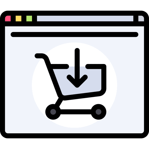 Online shopping marketing monitor online shopping icon