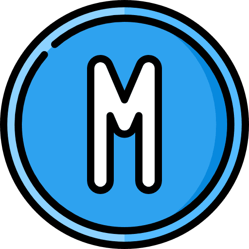 Letter m alphabet abecedary typographical icon