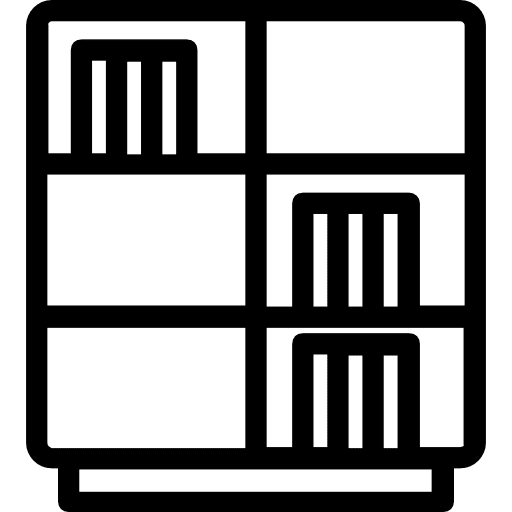 Shelf finance and business tools and utensils stored icon