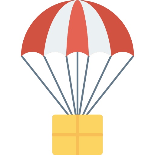 Parachute donation help first aid kit icon