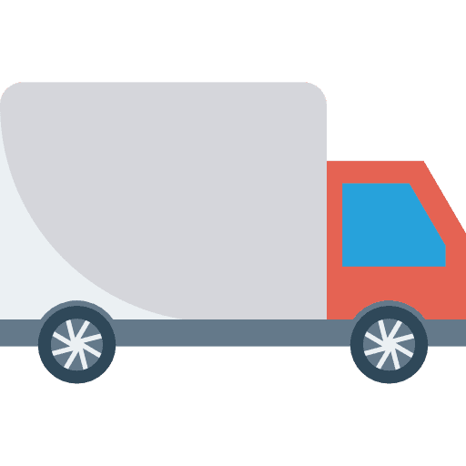 Truck transport over wheels side view icon