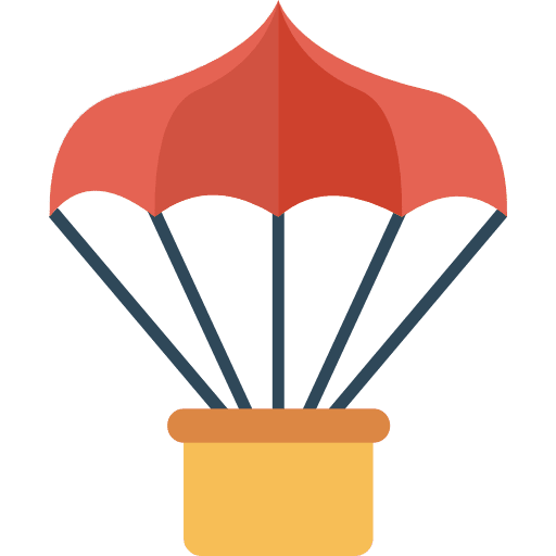 Parachute safe parachuting transportation icon
