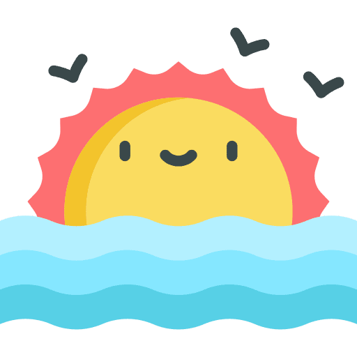 Sunset beach weather sea icon