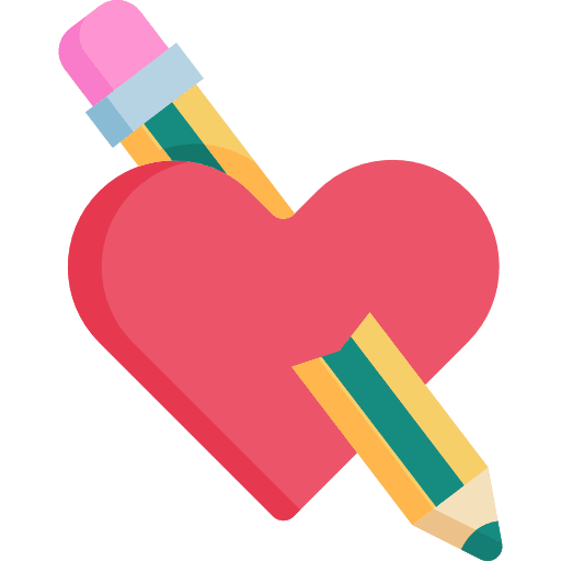 Heart pencil painting love and romance icon