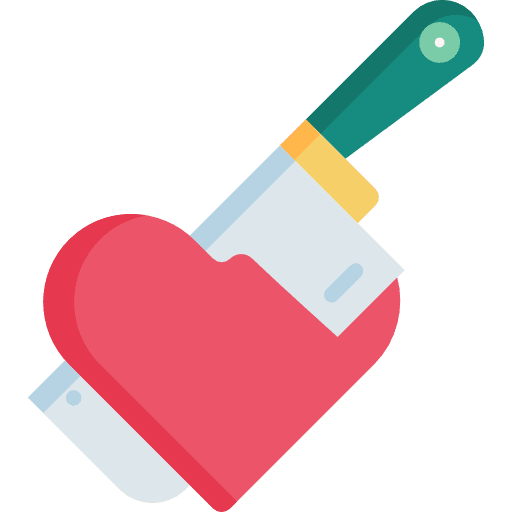 Butcher heart shapes love icon