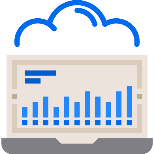 Process laptop cloud statistics icon