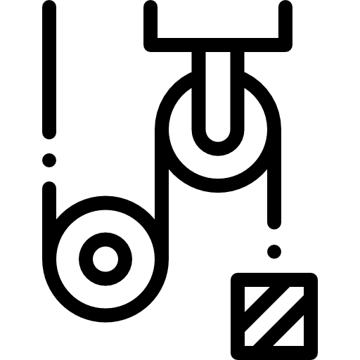 Pulley mechanism construction and tools lever icon