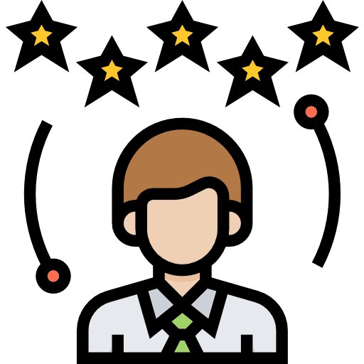 Rating experts review communications icon