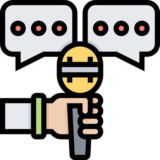 Interview electronics hands and gestures technology icon