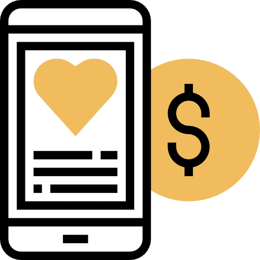 Online money largess mobile donation icon