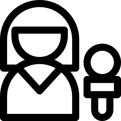 Interviewer microphone communications user icon