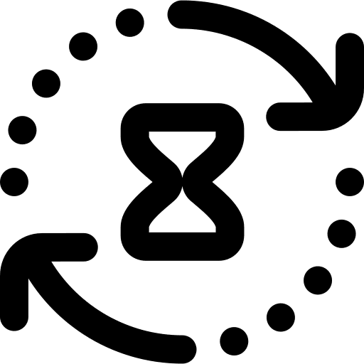 Waiting clock duration arrows icon