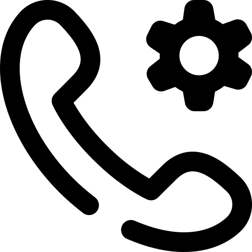 Service help phone receiver cogwheel icon