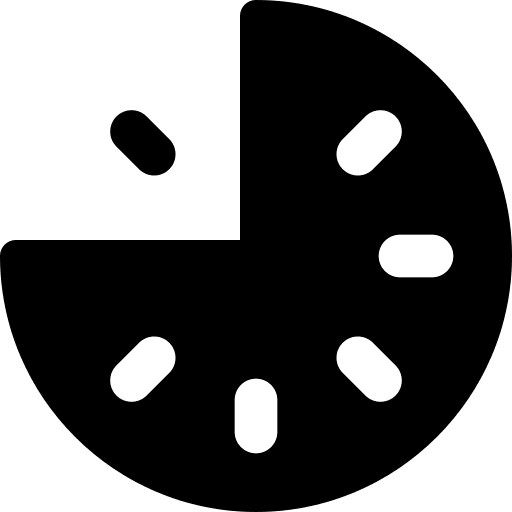 Three quarters time and date 45 minutes hour icon