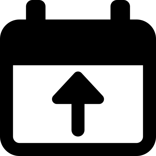 Calendar schedule up arrow time and date icon