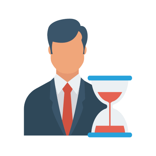 Businessman waiting hourglass user icon