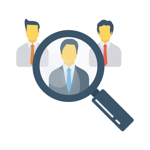 Hiring employee magnifying glass human resources icon
