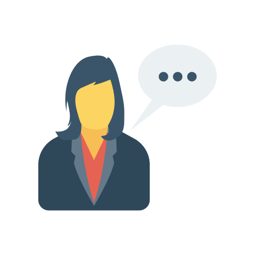 Businesswoman avatar conversation communications icon