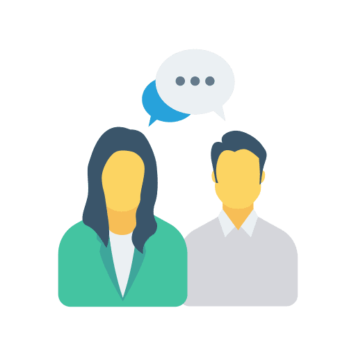 Discussion communication man speech bubble icon