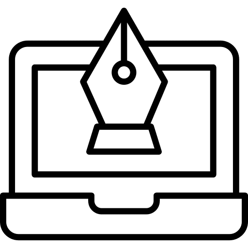 Fountain pen laptop lightbulb computer icon