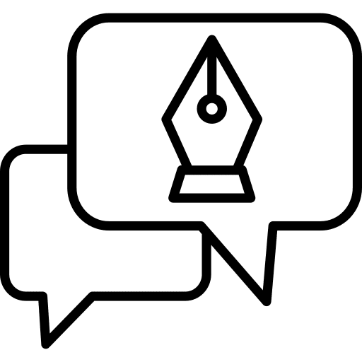 Fountain pen poetry speech bubble communications icon